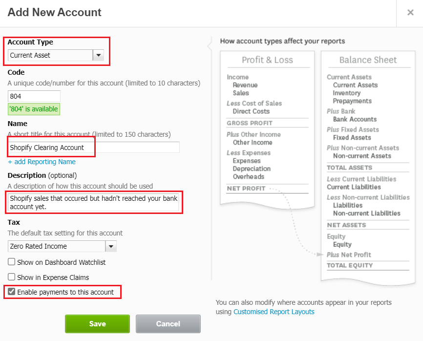 Shopify Clearing Account